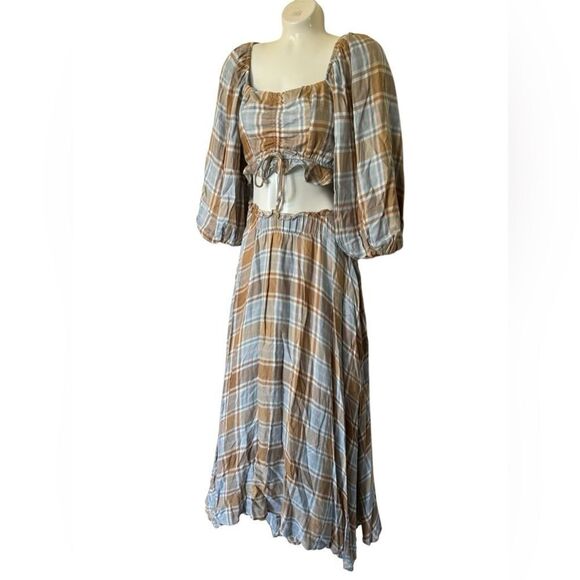 Show Me Your Mumu Plaid Maxi Skirt & Cropped Blouse Set - Picture 3 of 9